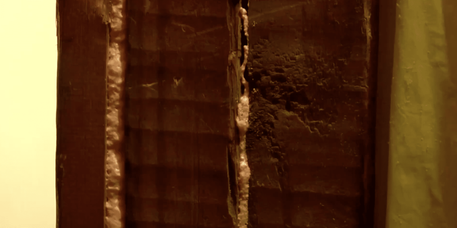 Close-up of an air sealed wall